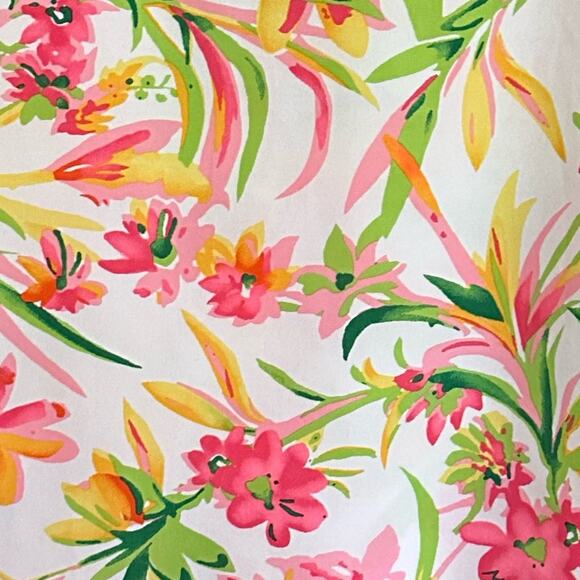 J.Crew Tropical Floral Blouse Pink Orange Green Print Size Large - Picture 2 of 4